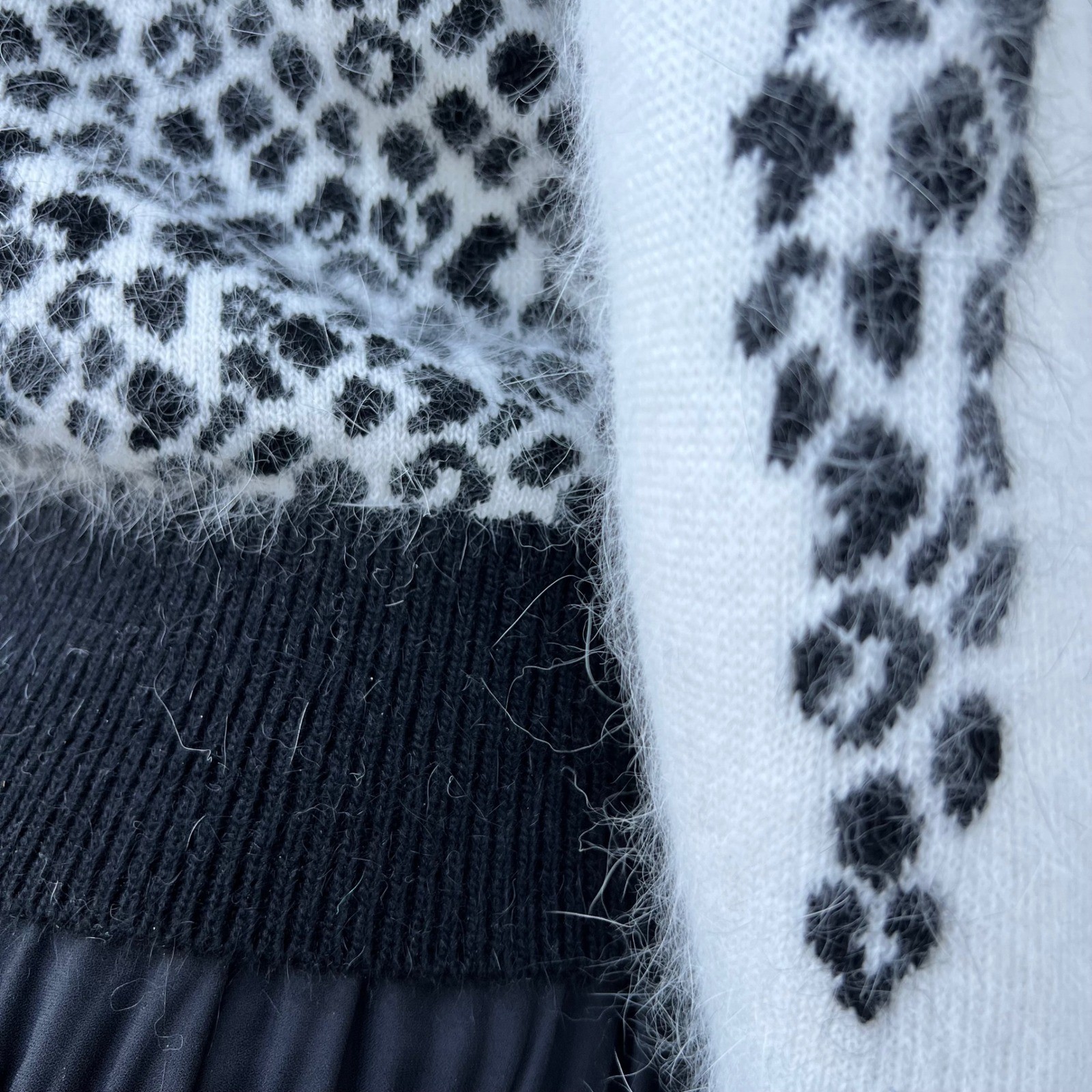 DRAW Angora Blend Leopard Print Fuzzy Wrap Sweater Women’s Coquette Mob Wife XS
