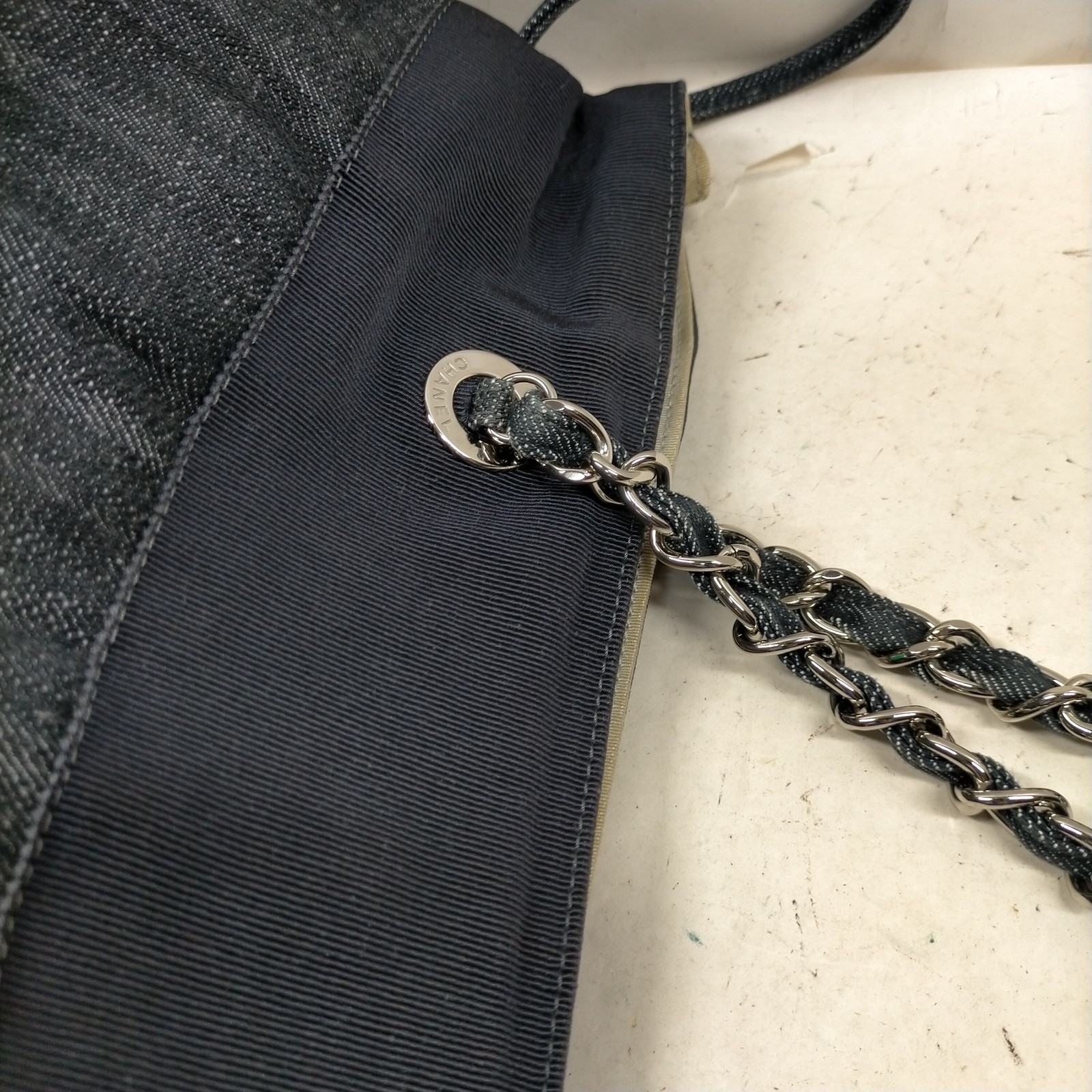 Chanel Tote Bag Navy Blue Denim 462603