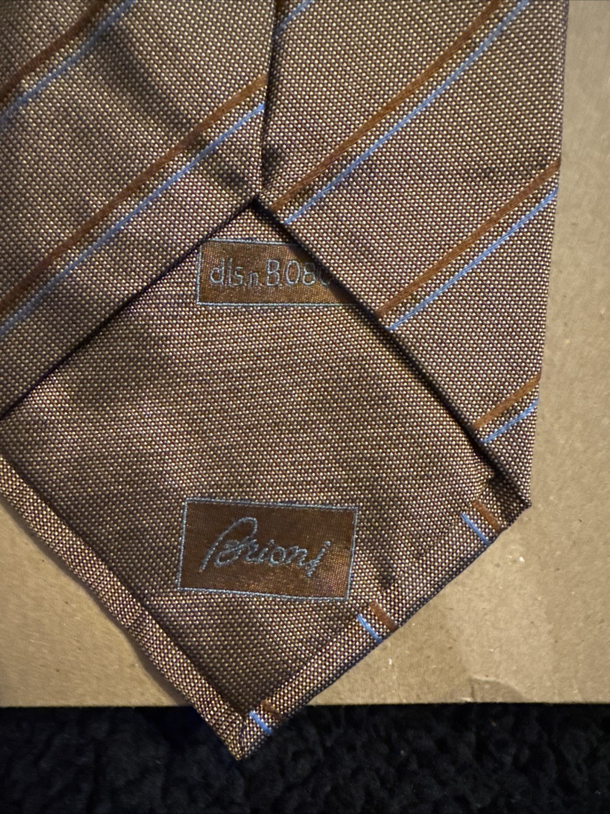 Brioni Tie Vintage Silk Red Gold Striped Never Worn 3 3/4” Wide. Frml 1