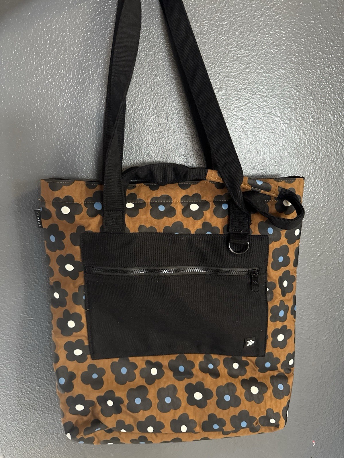 Floral Tote Bag Zip Top Outer Pocket Double Handles- Thread Wallets- Wylde