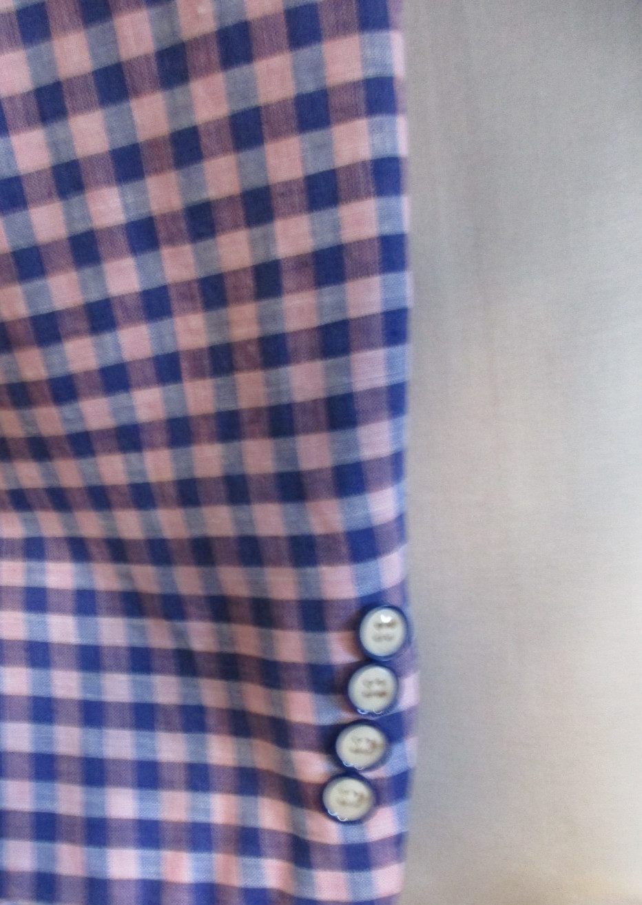 TALLIA CHECKED MULTI COLOR 100% LINEN SPORT JACKET SIZE 48L