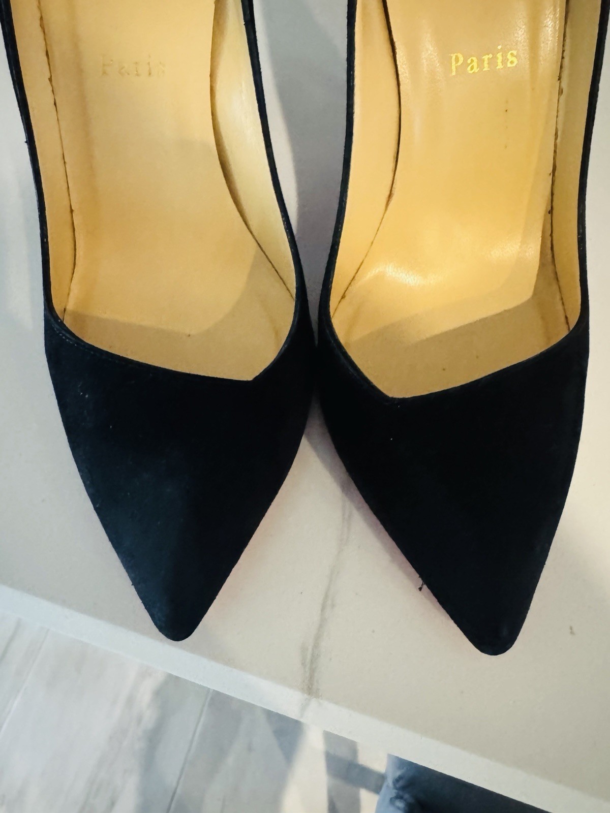 Christian Louboutin Black Suede Pointed Toe Stiletto Pumps US 9 Red Sole