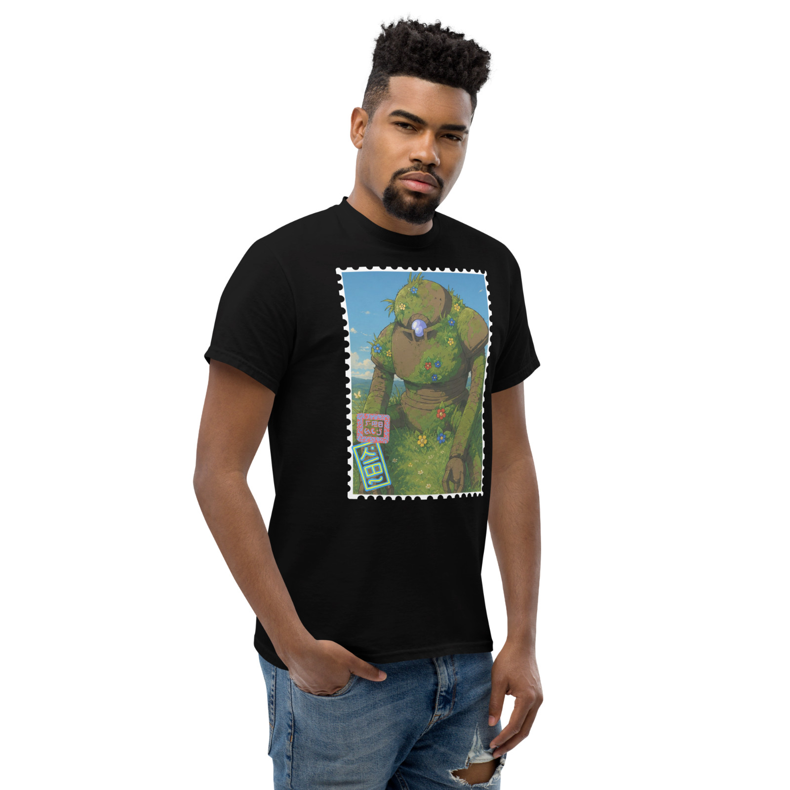 Medieval Fantasy Golem RPG Graphic T-Shirt Vintage Postage Stamp 100% Cotton