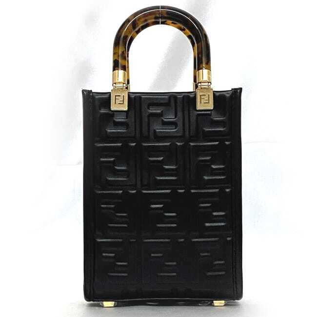 Fendi 2way bag sunshine mini f-21250 black tortoiseshell style 8BS051 unused