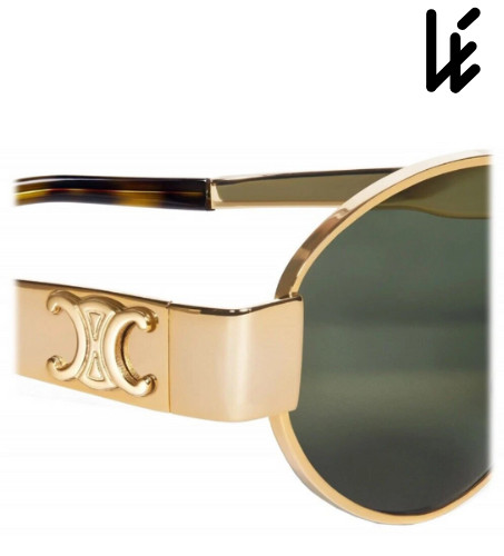 CELINE CL40235U TRIOMPHE SUNGLASSES 30N GOLD – GREEN LENS !
