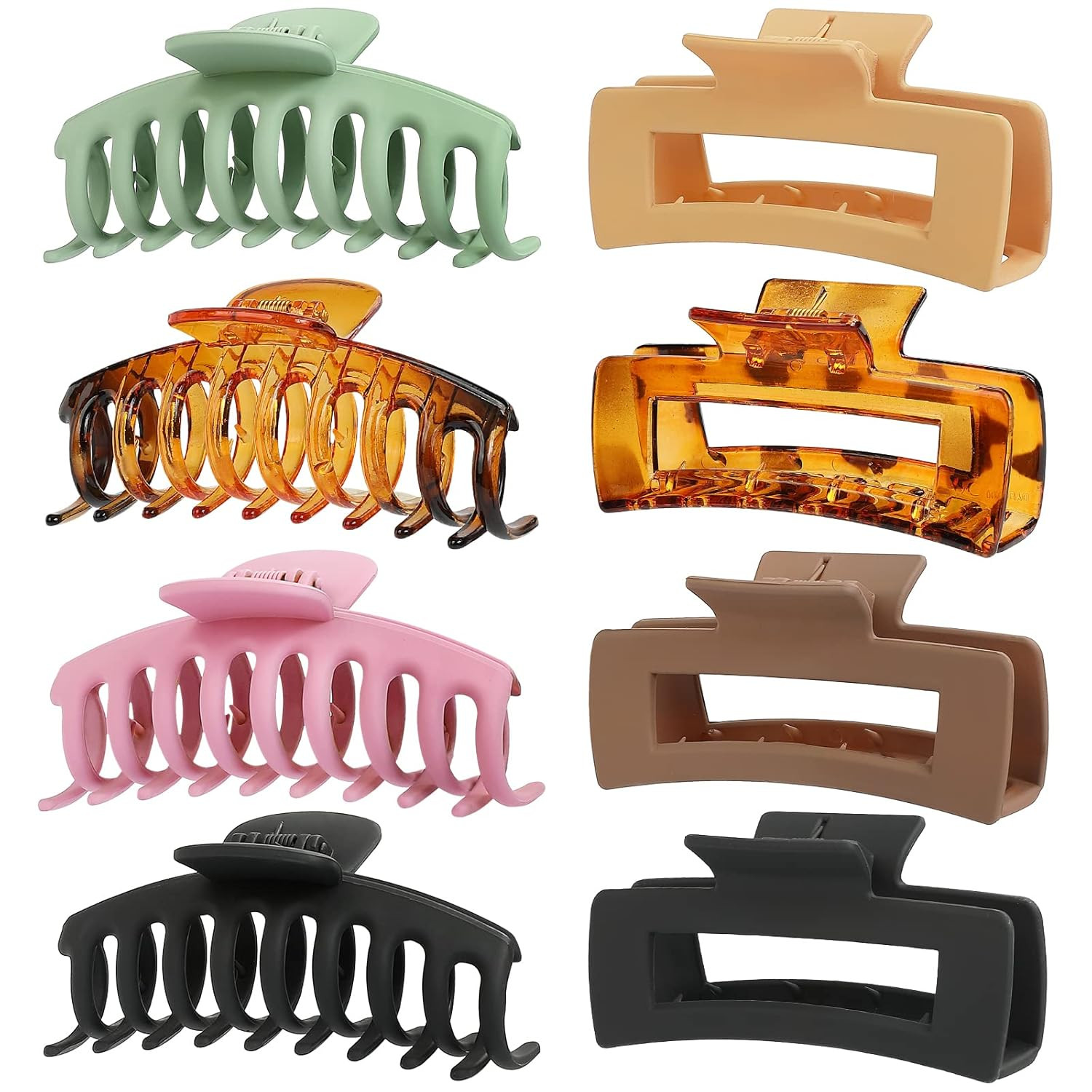 Claw Clip Hair Clip 8 Pack 4.3 Inch Rectangular Hair Clips for Women Girls Large