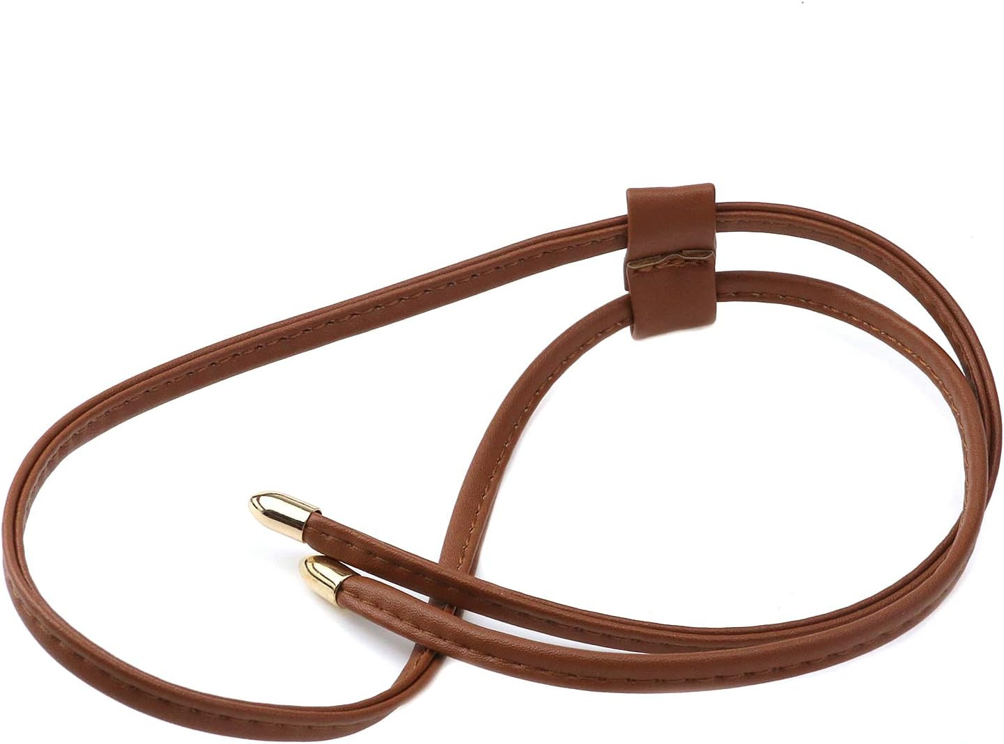 PU Leather Drawstring Brown 38.6″ | Pull String Purse Strap Drawstring Pull Stri