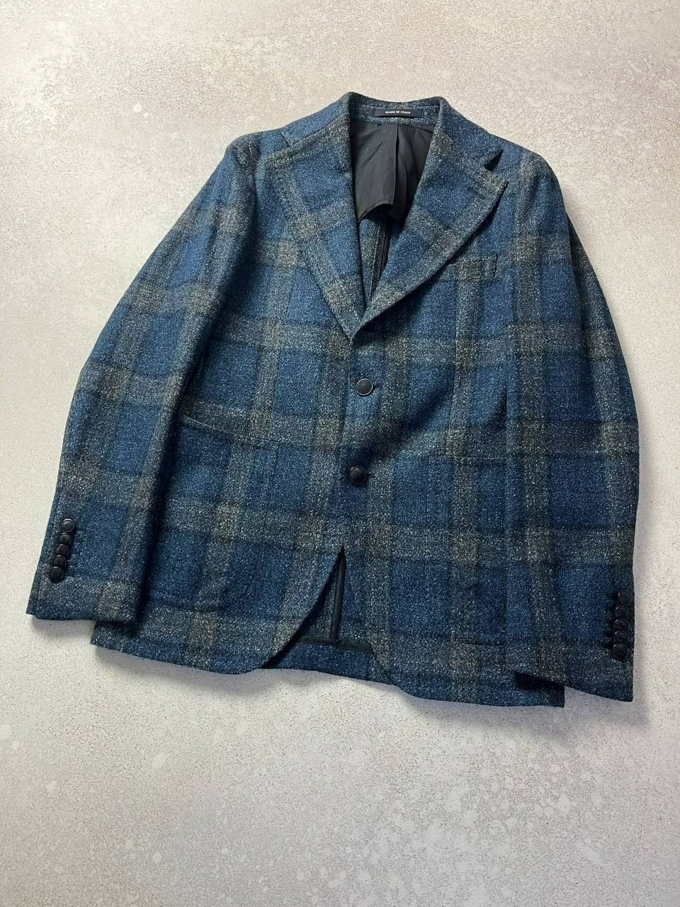 DDP Vintage Tagliatore Blue Plaid Wool Blazer Sport Coat Size IT 44R