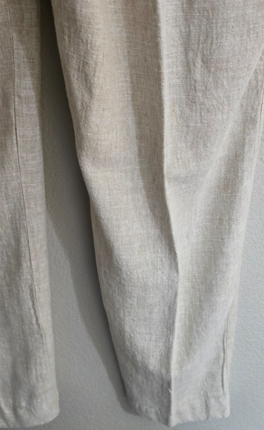 Women’s Linen Blend Pull-On Pants Off White Elastic Waist Wide Leg 28-30 x 30