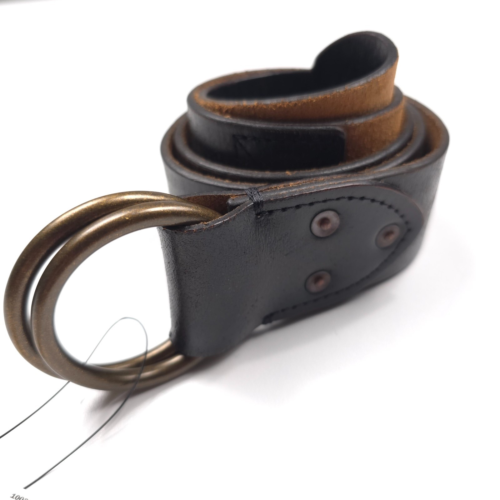 RRL Double RL Double O Ring Dark Brown Leather Belt Made in Italy Mens Size 32