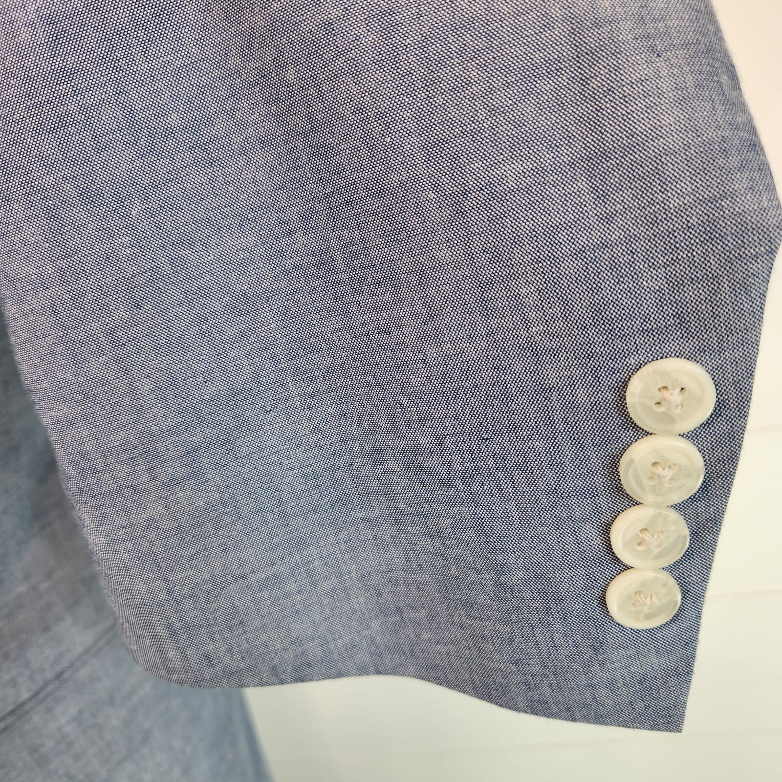 Stafford Mens Two Button Classic Fit Blazer Jacket Blue Cotton Birdseye Size 46R