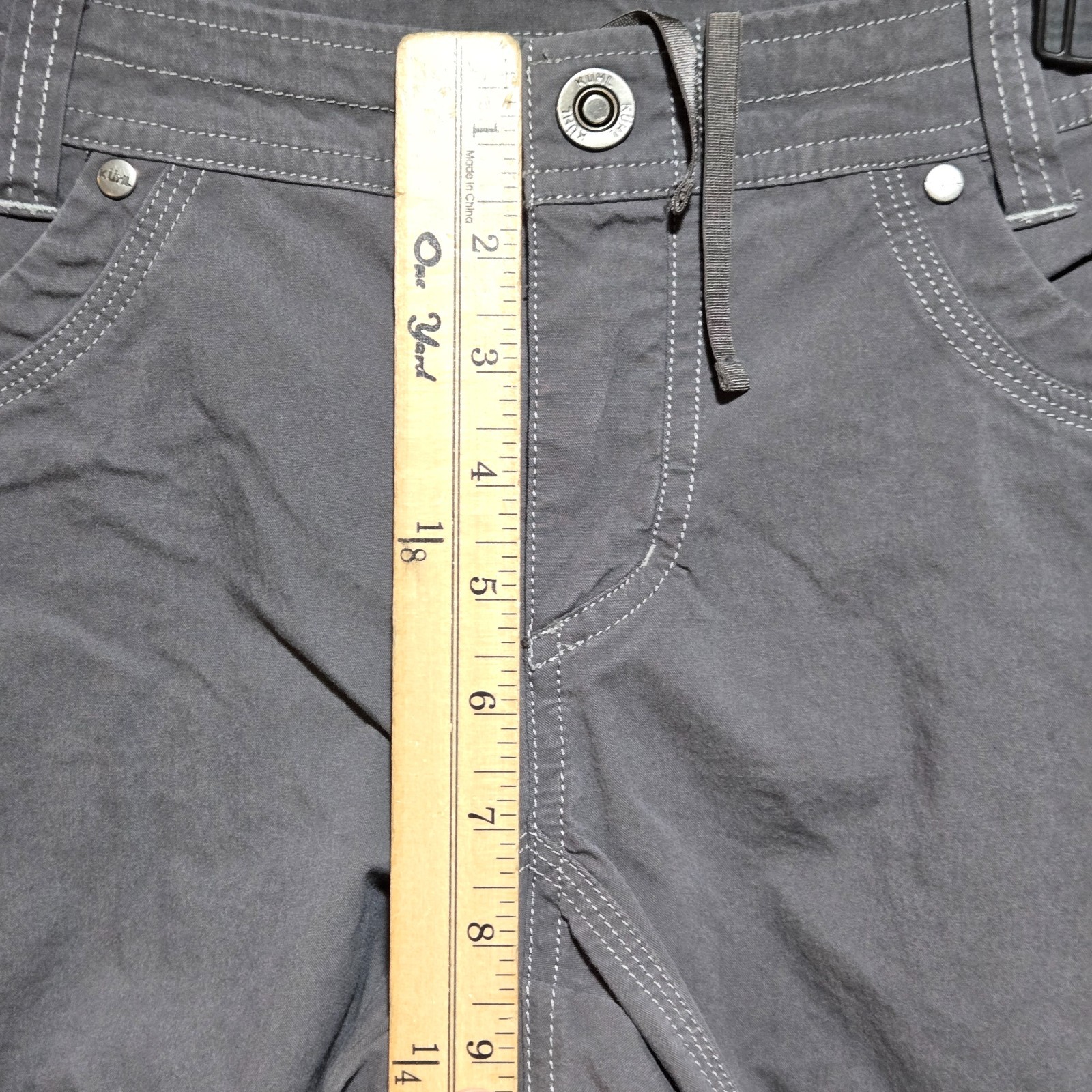 Kuhl Legendary Pants Drawstring Gray Cargo Hiking Roll Up Ankle Women’s 8 Long