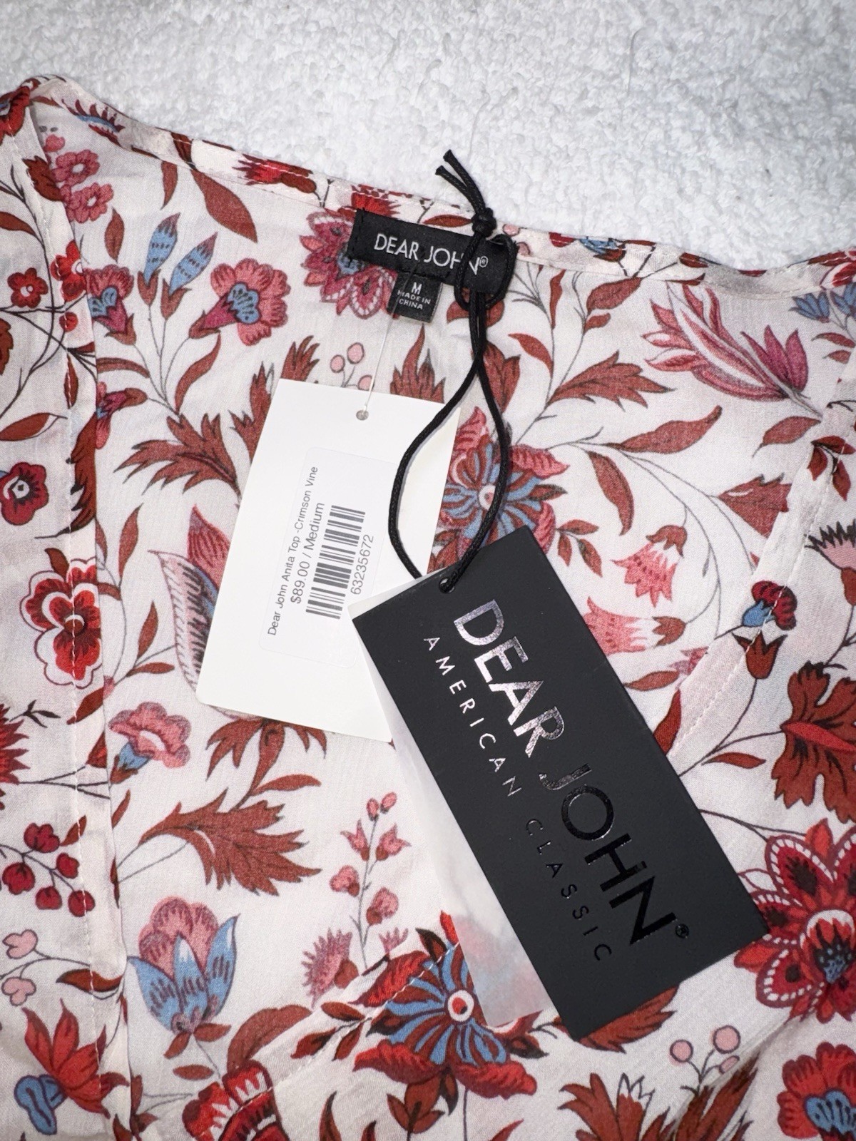 NWT Dear John MEDIUM Boho Floral Blouse Bell Sleeve Ruffle Top Peasant Romantic