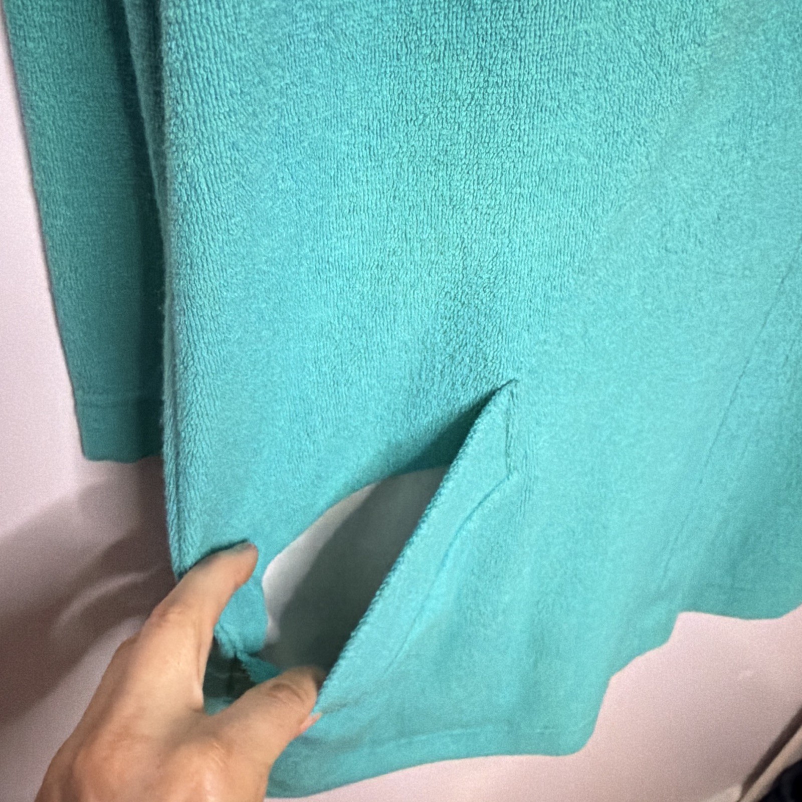 Vintage Sea Waves Turquoise Solid swim cover up gold Heart Buttons Small