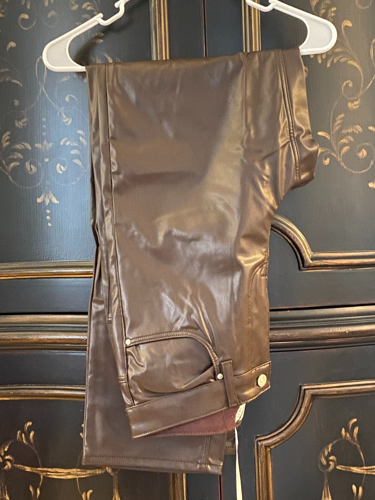 $57 ASOS DESIGN baggy jeans in leather-look | Brown | W30 L32
