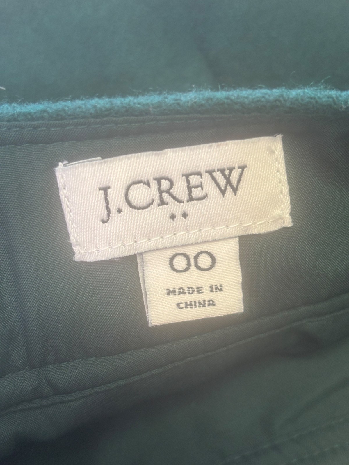 J Crew Wool Blend A-Line Skirt Womens Size 00 Green Style AR997 Back Zip