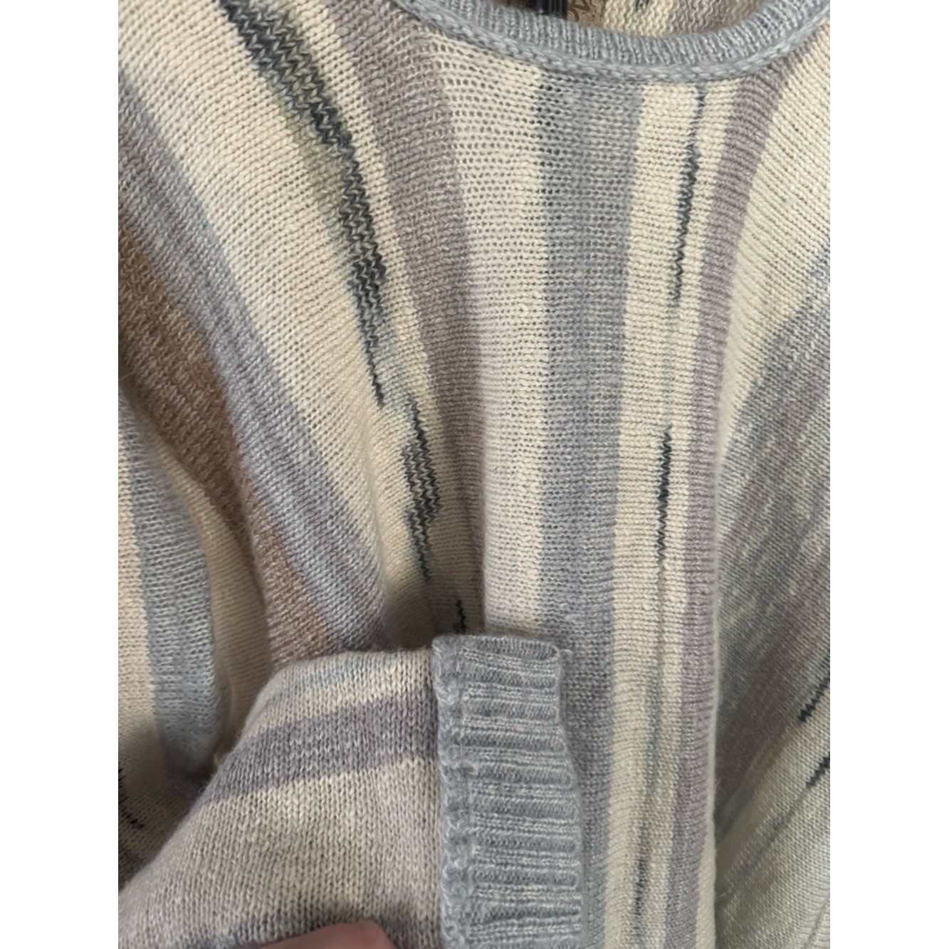 Chaser Oversized Knit Sweater Neutral Stripe Slouchy Cozy Top M