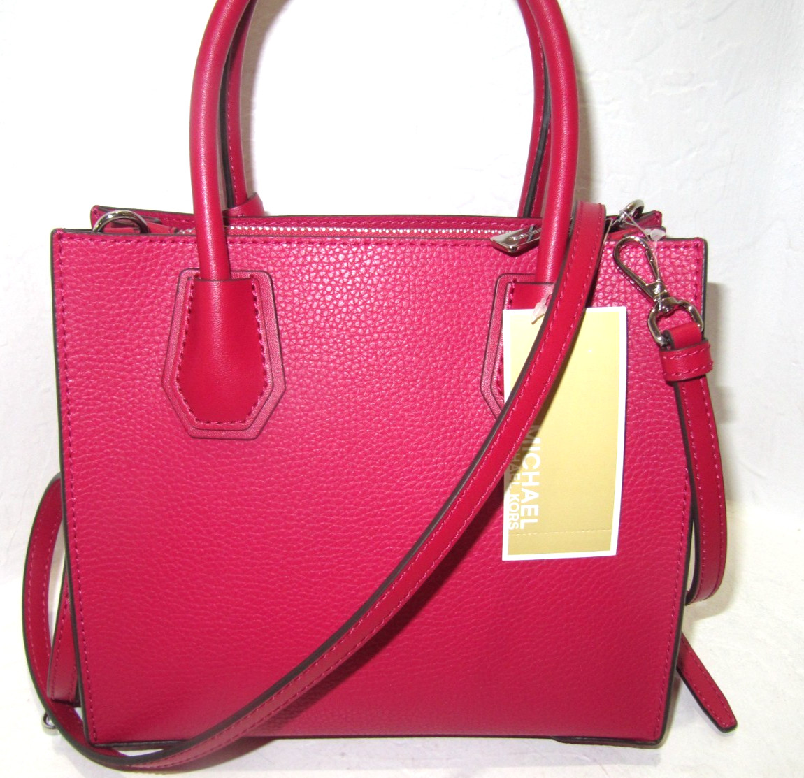 Michael Kors Mercer Medium Leather Crossbody Messenger Bag Dark Raspberry NWT