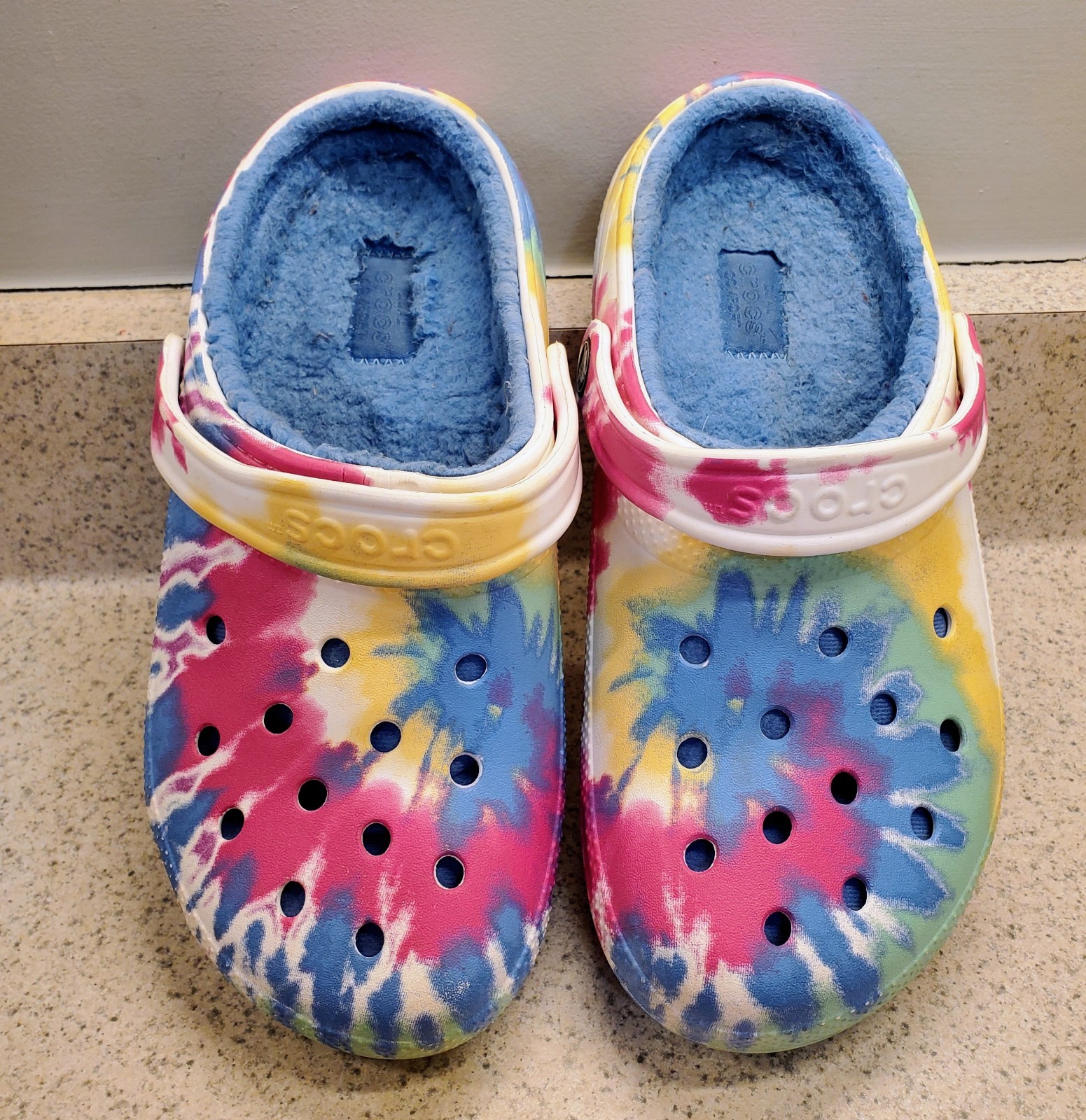 Crocs Baya Tie-dye Graphic Clog US M6/W8 Unisex Pastels Multi Swirl Design Lined