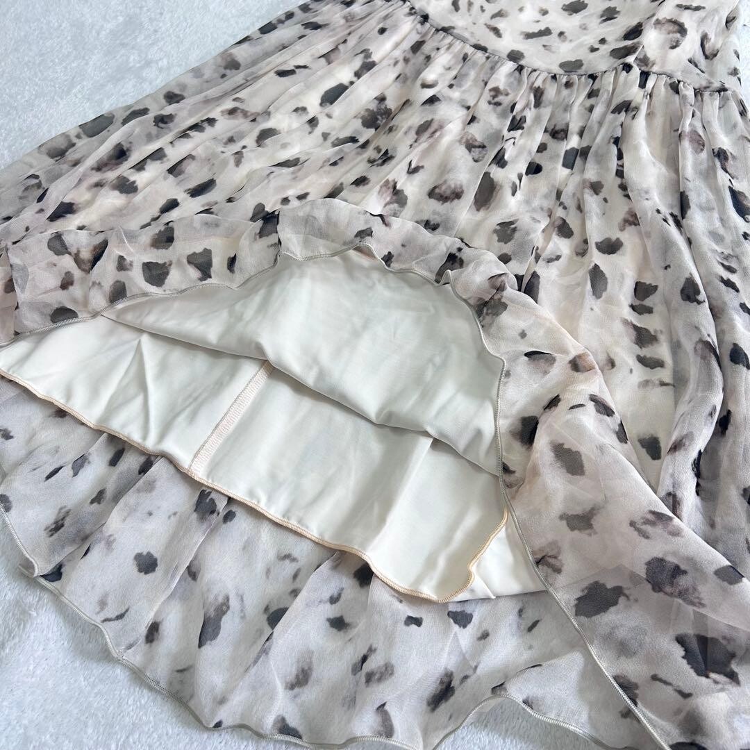 MaxMara Silk Dot Animal Print Midi Flare Dress With Petticoat Auth