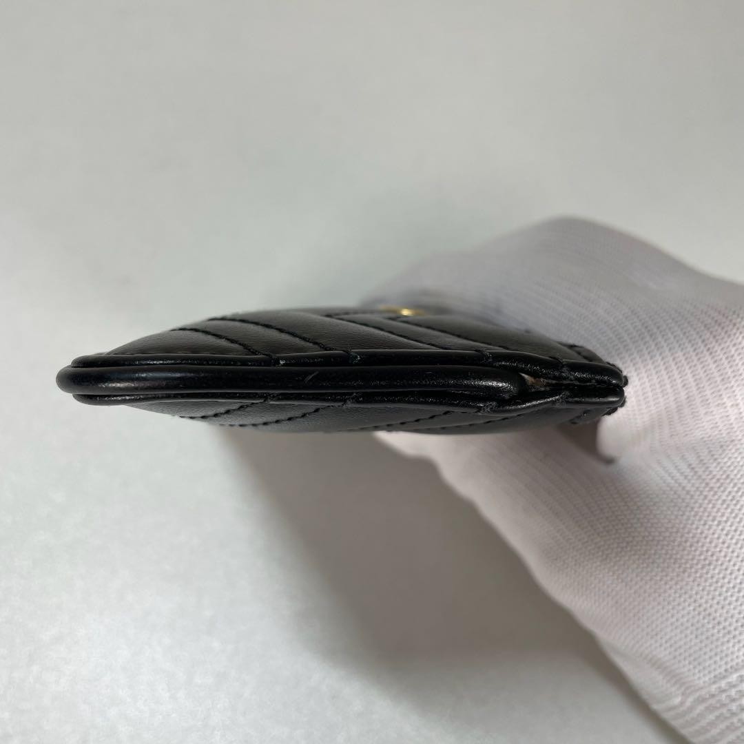 GUCCI GG Marmont Key Case Pouch Leather Black Matelasse Chain excellent gift