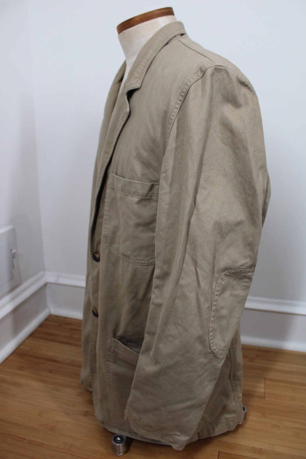Duluth Trading Co L Tall Tan Brown Cotton Twill Presentation Blazer Sport Coat