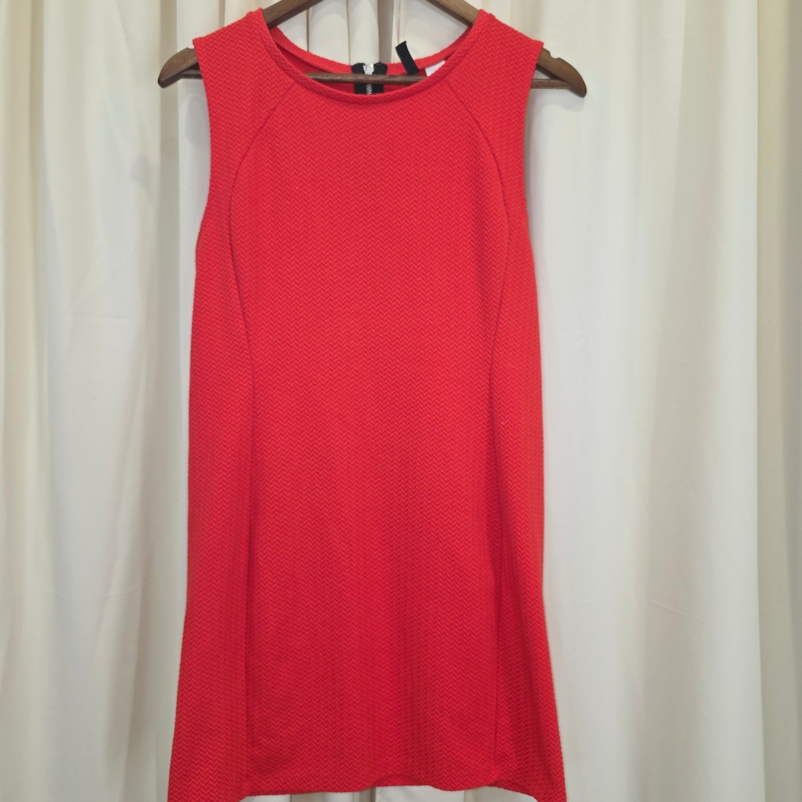 H&M Sleeveless Dress Chevron Texture Casual Party Cocktail Red 14