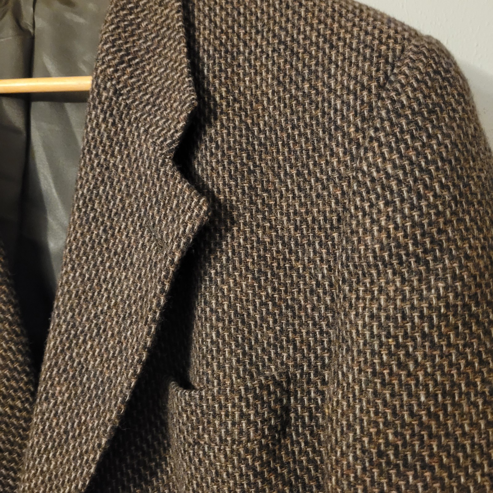 Yorkshire & Hill 46L Brown Tweed Wool Sport Coat Herringbone