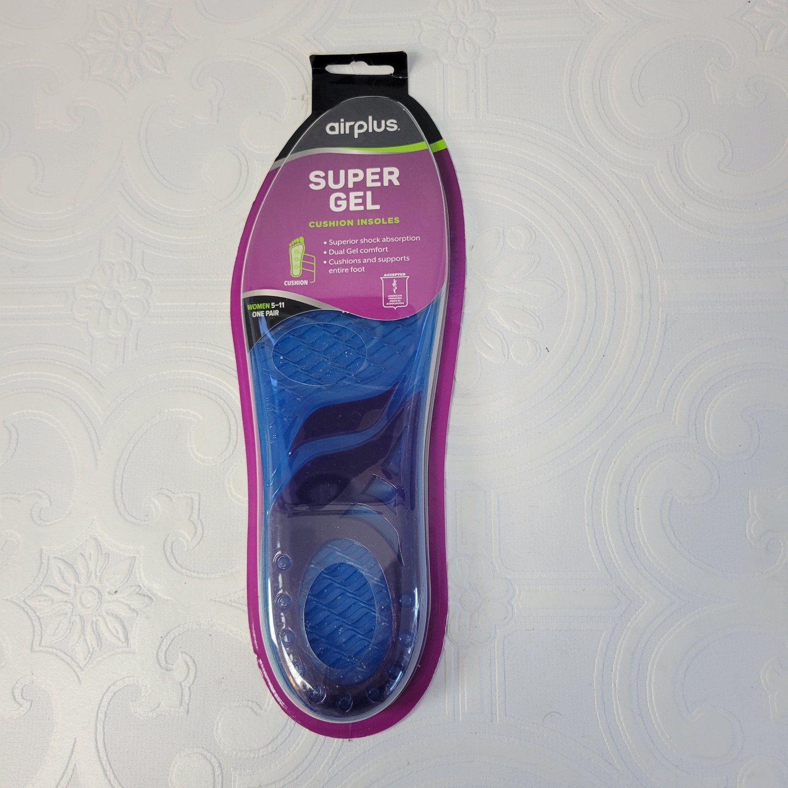 airplus Super Gel Cushion Insoles Women 5-11 Shock Absorption Arch Support