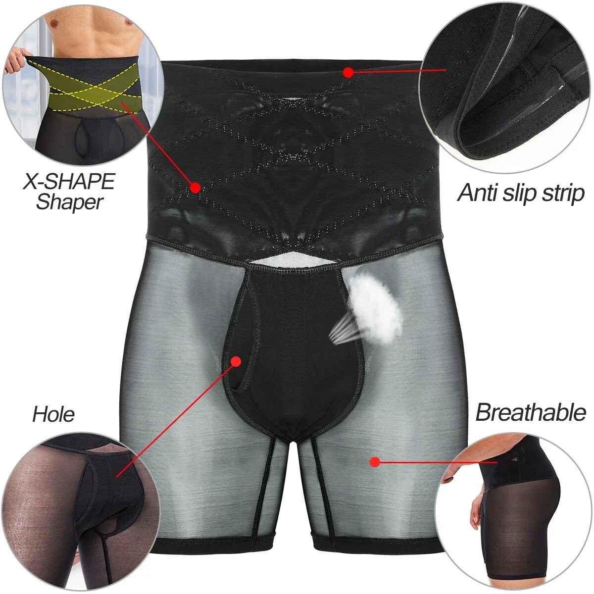 Men Tummy Control Shorts High Waist Slimming Body Shaper Seamless Boxer Briefs