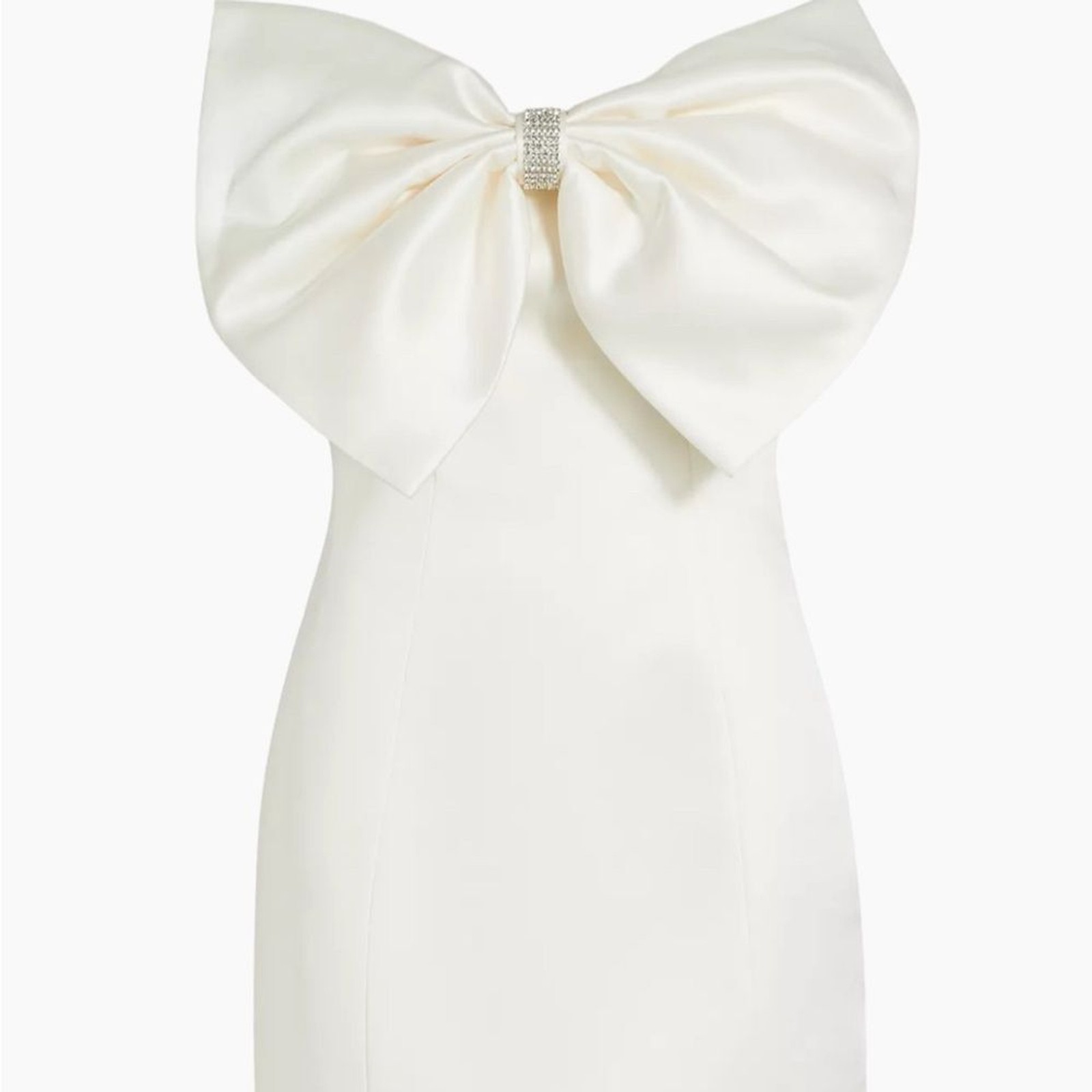 NWOT‎ Bronx and Banco Evie Bow Satin Elegant white Mini bridal Dress, XS