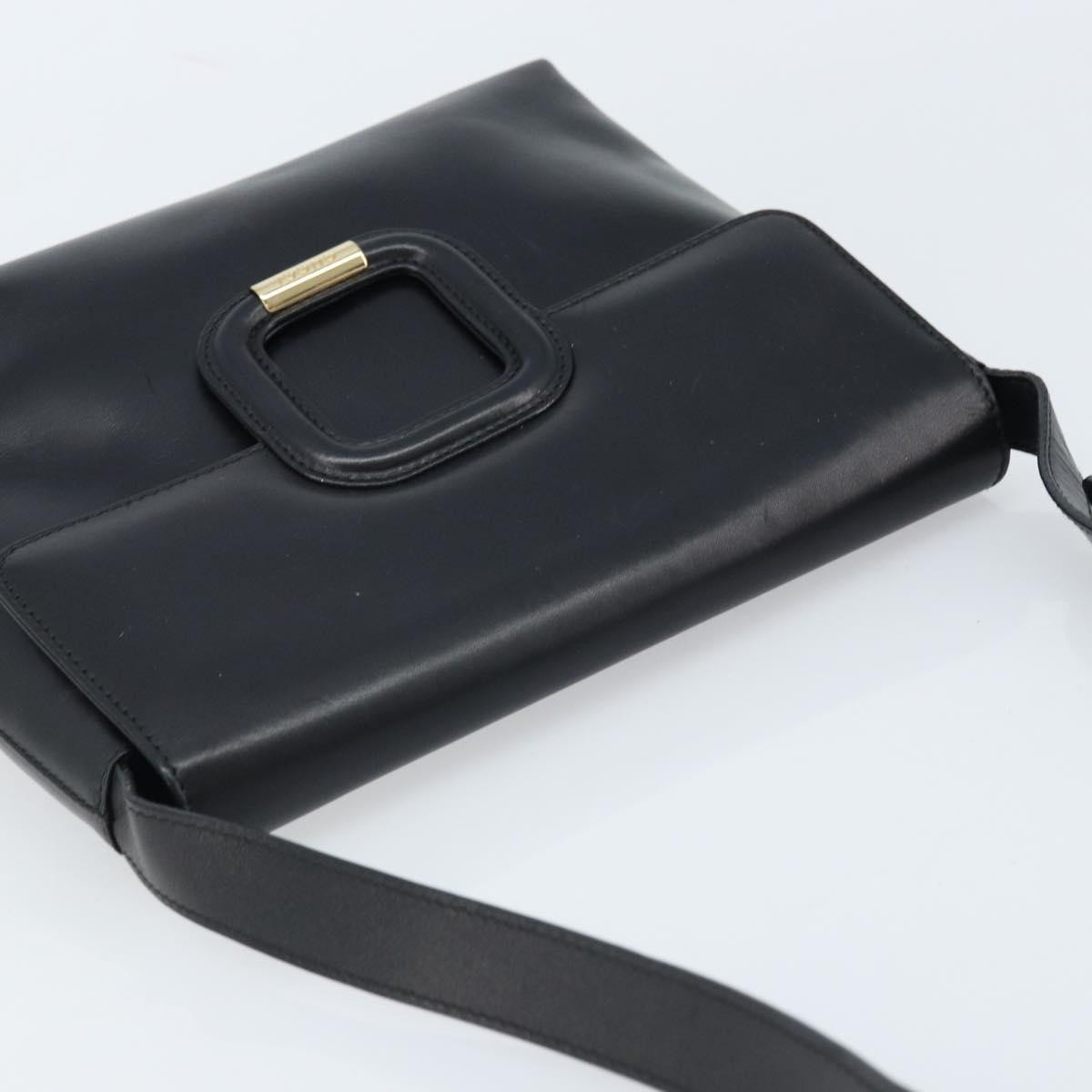 GUCCI Shoulder Bag Leather Black Gold 001 1998 1785 Auth 173859