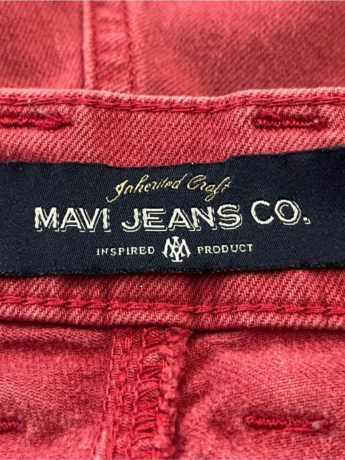 Mavi Pierre Straight Leg Jeans Red Garment Dyed Stretch Denim 34×32