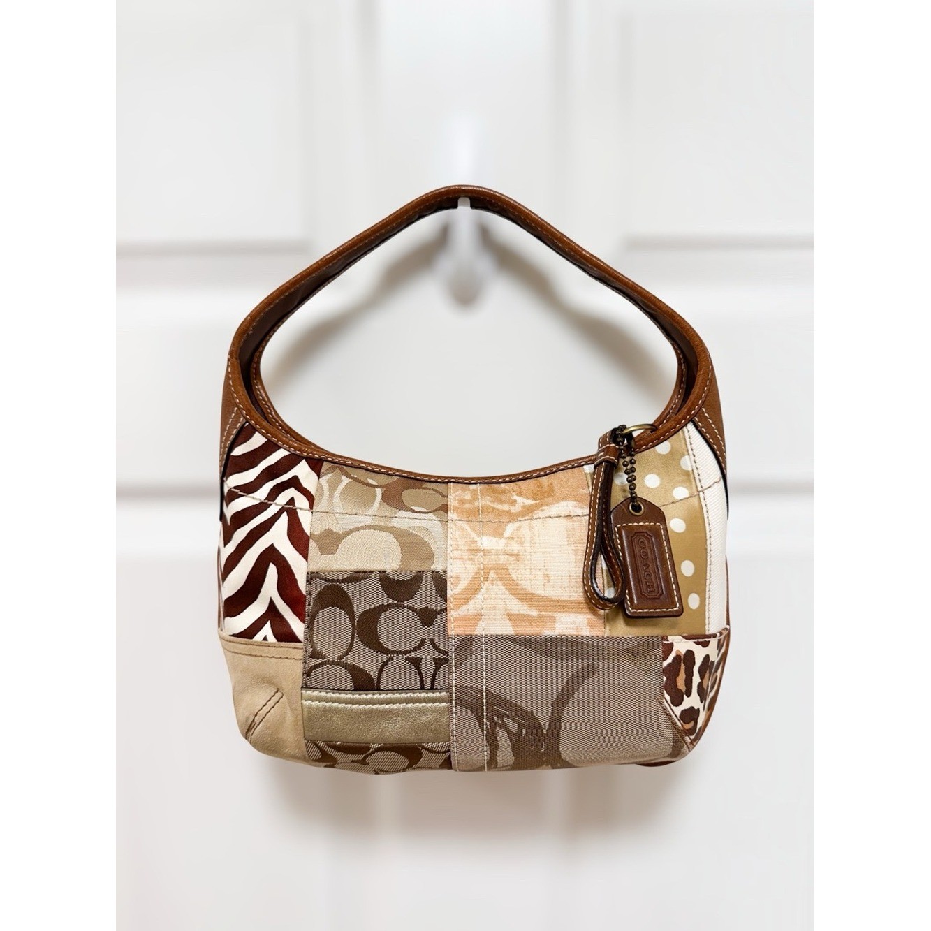 Coach Ergo Patchwork Hobo Shoulder Bag Zebra Cheetah Y2K