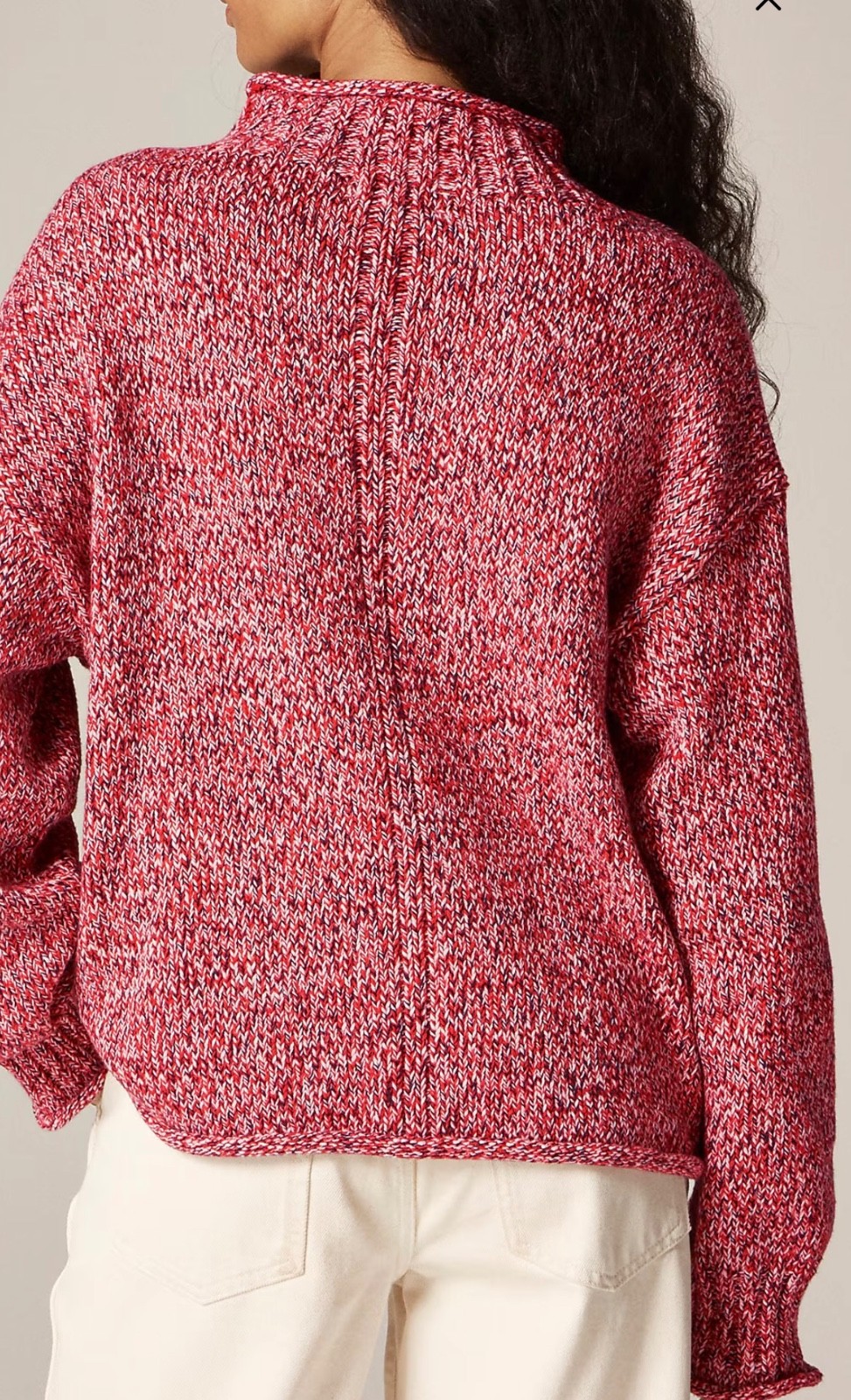 NWOT J.Crew 2025 Marled Rollneck™ Sweater in Red Navy Ivory Small CN250 $98