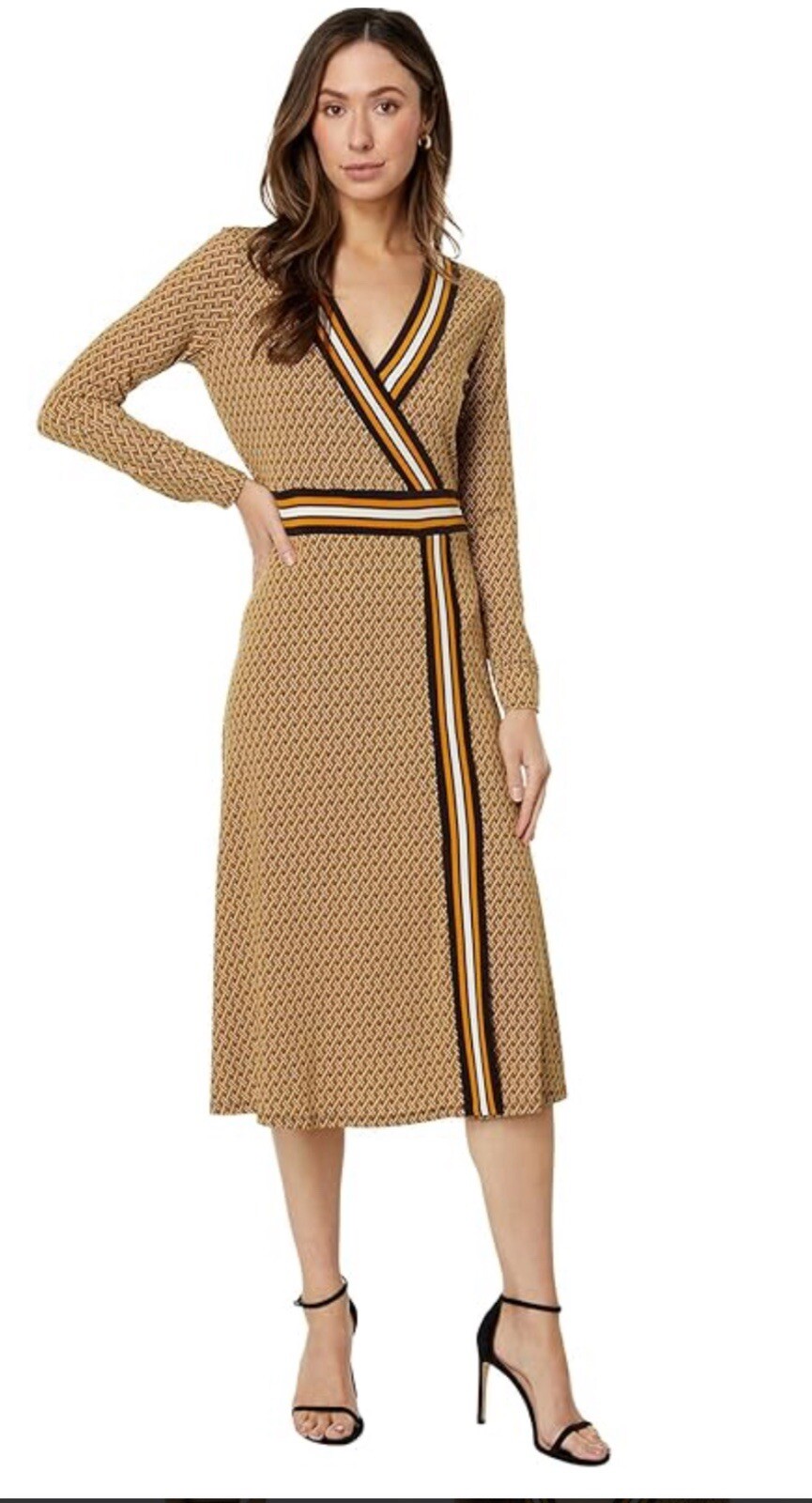 Michael Kors dress Border Print Faux Wrap Dress Marigold logo 2025 collection L