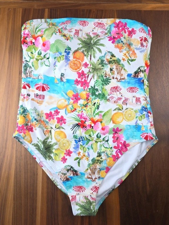 Floral Beachy Shade And Shore Large Bandeau Bathing Suit Padded Size L (595)