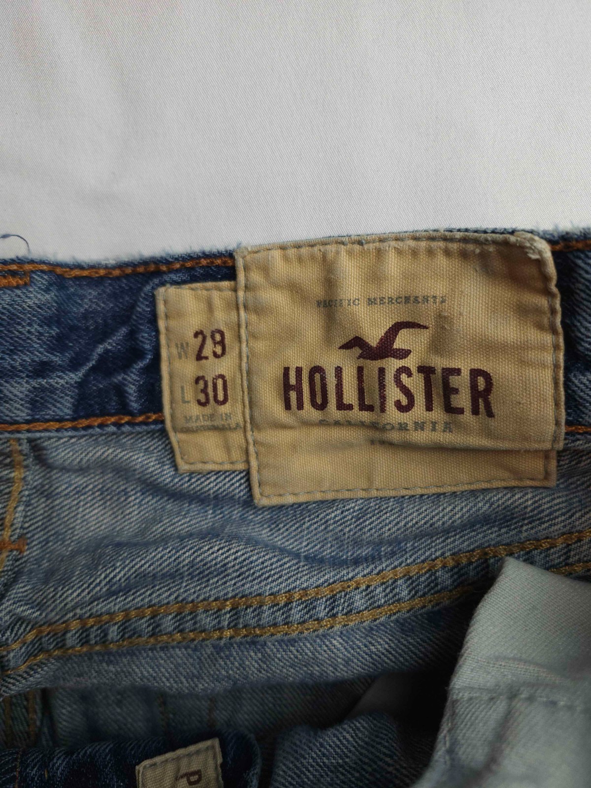 Hollister Jeans Mens 29×27 Blue Denim Distressed Straight Leg Grunge Streetwear