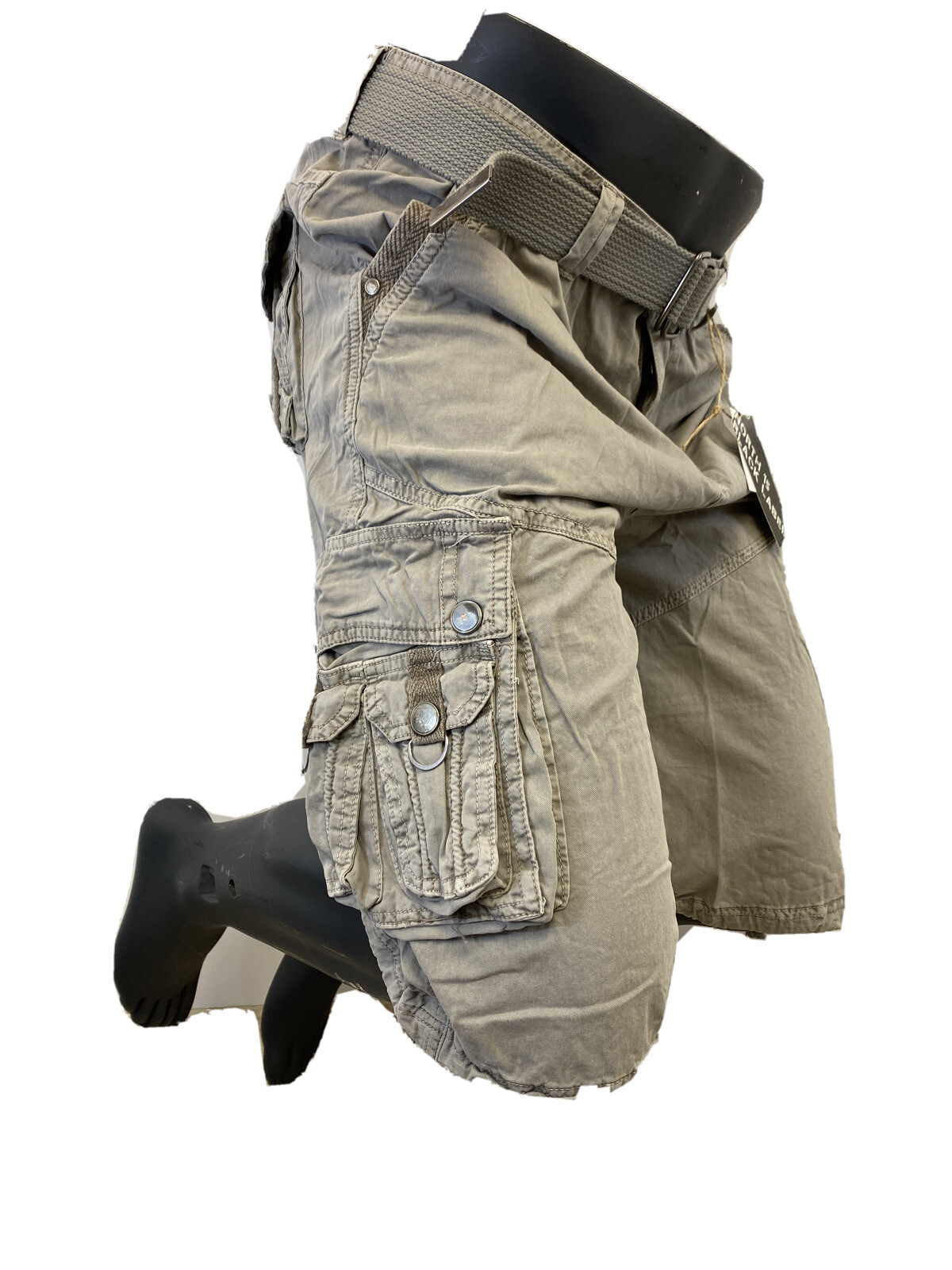 Mens STEINTEX CARGO SHORTS LIGHT GRAY WASH MMA 32 34 36 38 40 42 44 BLACK LABEL