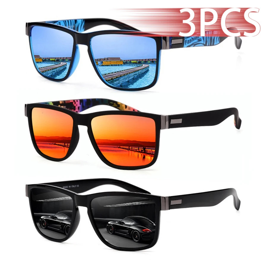 3PCS UV400 Square Sunglasses Set Retro Stylish Outdoor Eyewear Beach Summer Gift