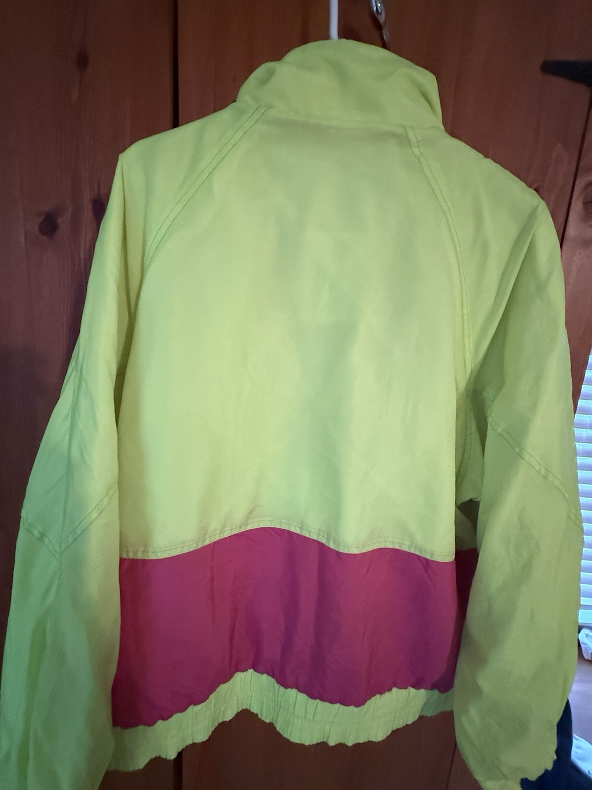 Vintage Dunkin Donuts Jacket Neon Yellow 90s Popup Windbreaker Size Large