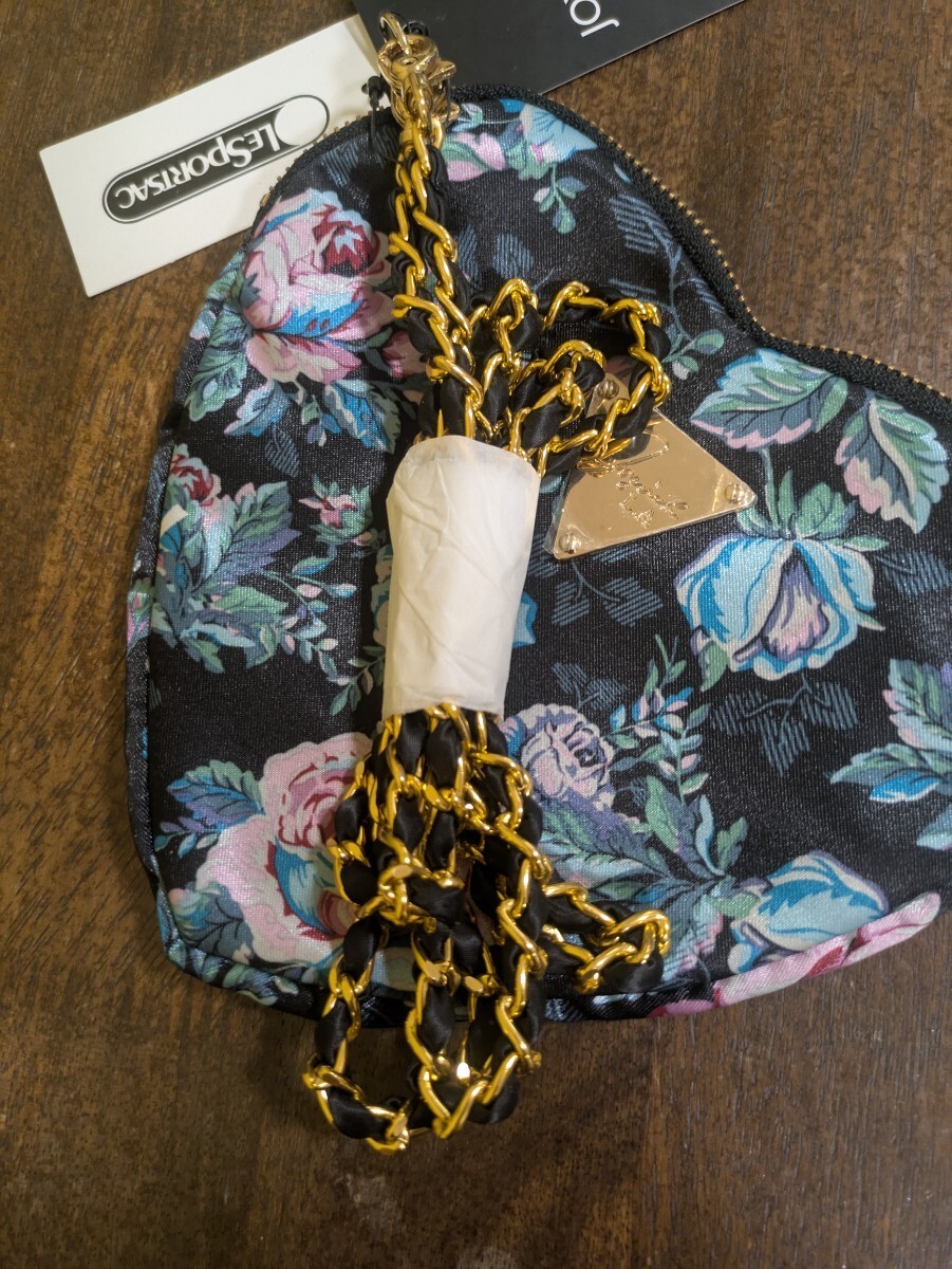 New LeSportsac x JOYRICH Heart Rose Nylon Lightweight Shoulder Chain Strap Pouch