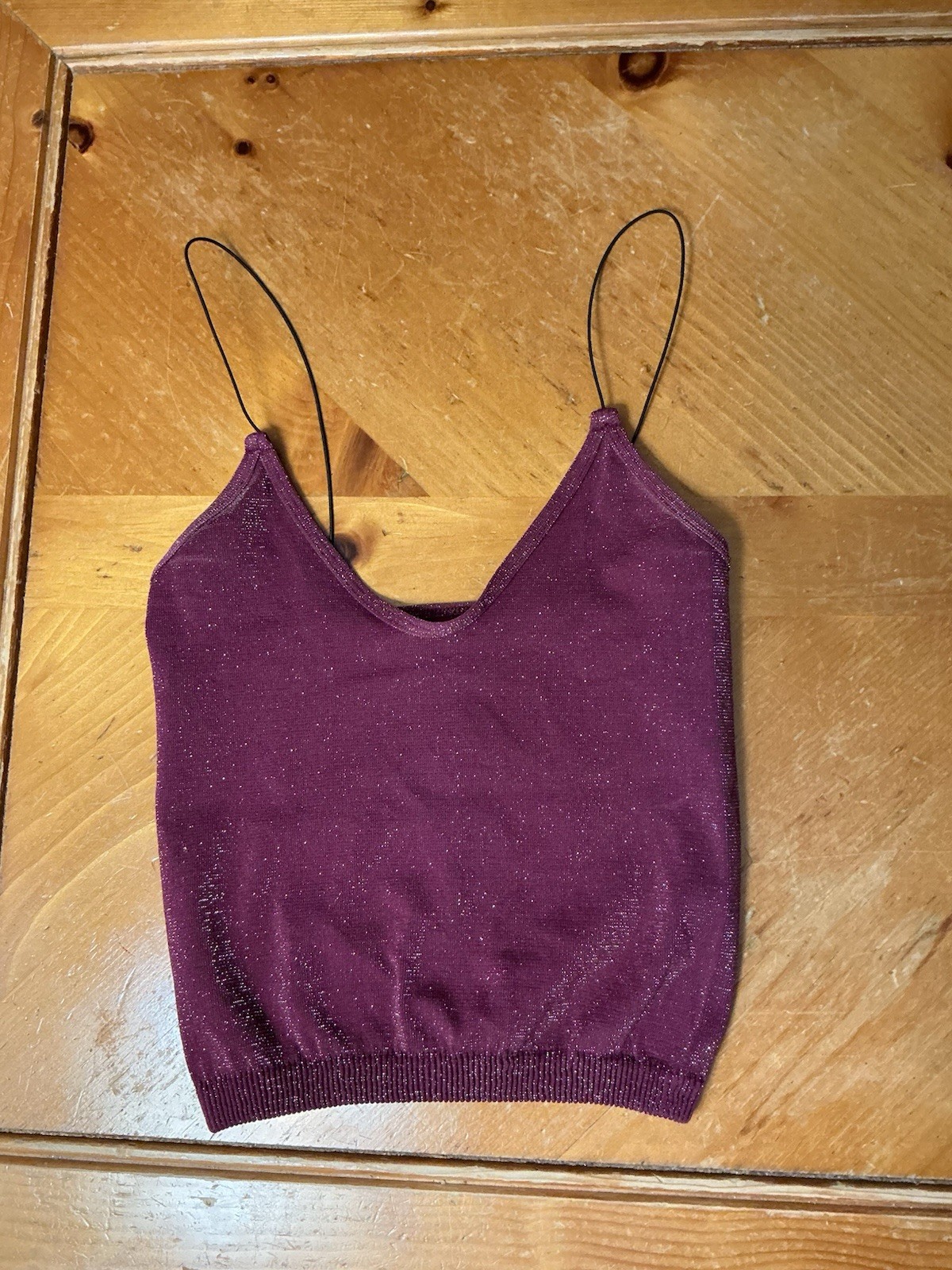 Intimately Free People Skinny Strap Crop Top Red Shimmer Seamless Brami XS/S