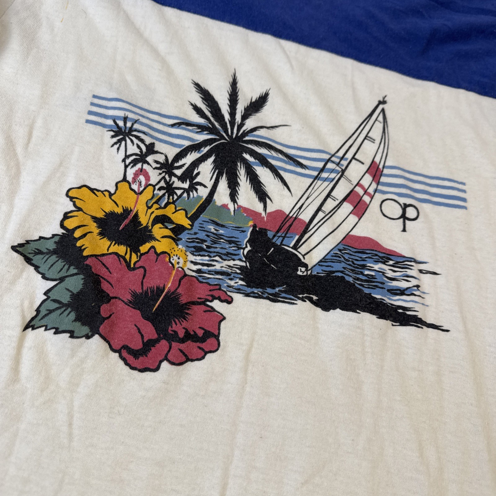 Vintage70s Ocean Pacific T-shirt Mens Medium Surf Single Stitch Bantam V Neck