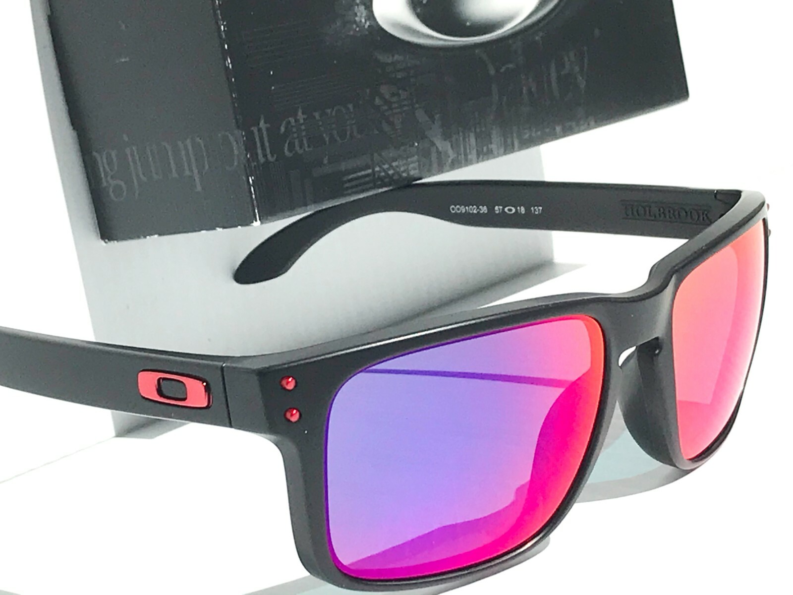 NEW* Oakley HOLBROOK Matte Black Positive Red Iridium w CASE Sunglass 9102-36