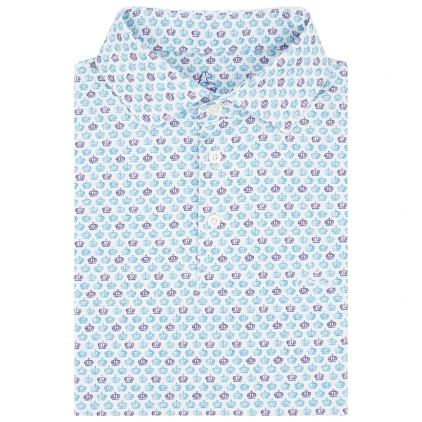 👑Rhoback The CLT Men Performance Polo White Charlotte Crown Stretch Wicking XL