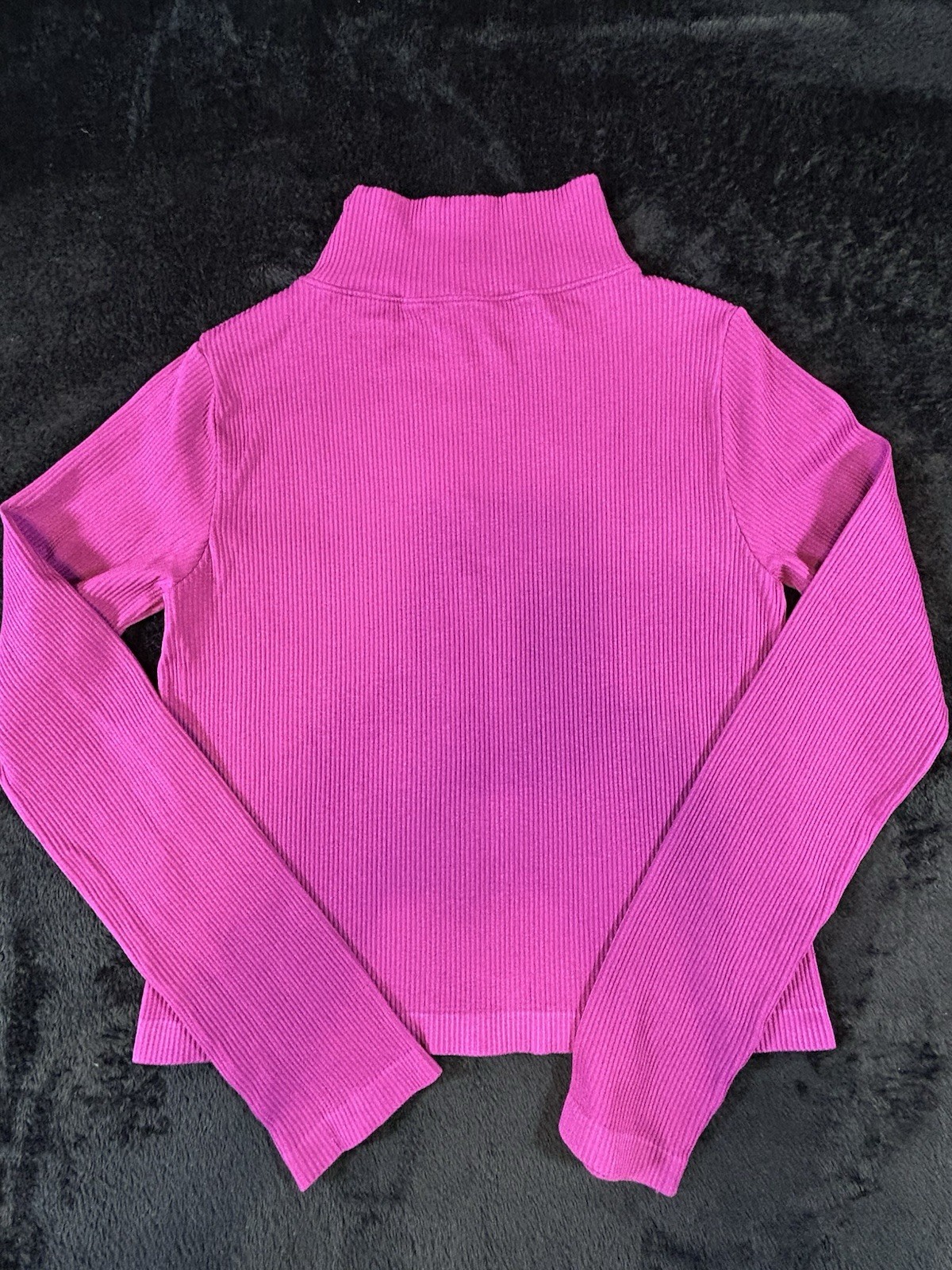 Liz & Sara Shirt Women’s M Magenta Ribbed Mock Turtle Neck 1/4 Zip Mid-Length