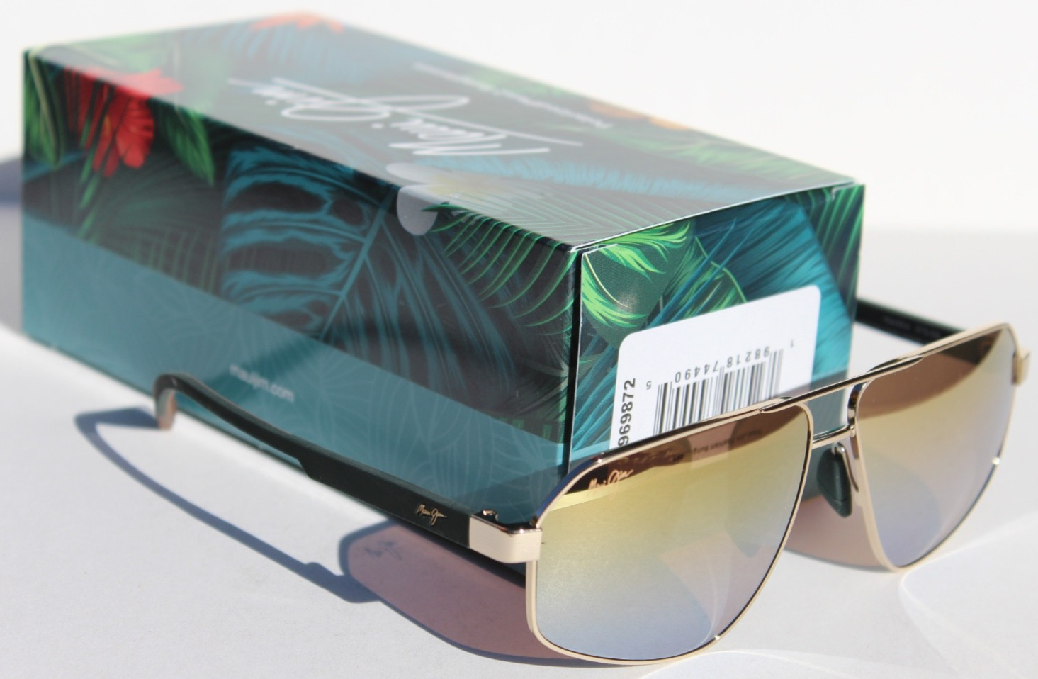 MAUI JIM Keawawa POLARIZED Sunglasses DGS620-16 Gold/Green Multicolor Mirror NEW