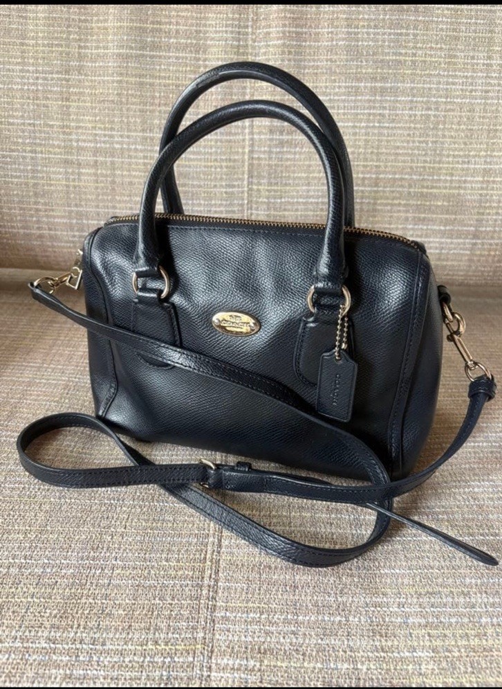 COACH F33329 Mini Bennett Satchel Black Pebbled Leather 2Way Crossbody Bag EUC