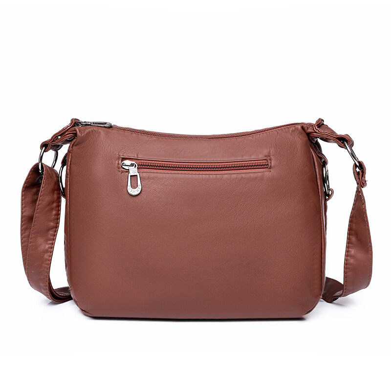 Women’s Leather Organizer Purse Shoulder Bag Multiple Pockets Cross Body Handbag